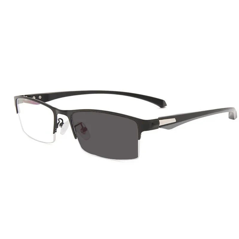 Progressive Multifocal Photochromic Reading Glasses – Anti-Blue Light Half Frame for Men with Presbyopia & Far Sight Protection