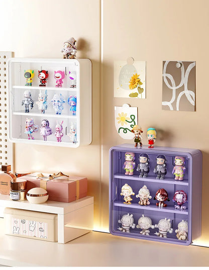 Wall-Mounted Doll Blind Box Storage Rack – Magnetic Suction Figurine Display Cabinet, Dustproof Handheld Box for Collectibles