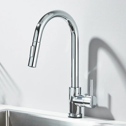 Black Pull-Out Kitchen Faucet - Deck Mounted, Flexible Hot & Cold Water Sink Mixer Tap with Stream & Shower Modes Nozzle