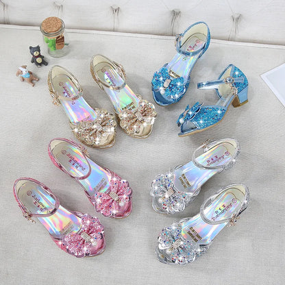 Children’s Princess Sandals - Girls’ Bowtie High Heel Wedding & Dress Shoes