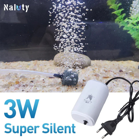 Ultra Silent 3W Aquarium Air Pump - 220V-240V Mini Fish Tank Oxygen Compressor (110V Option)