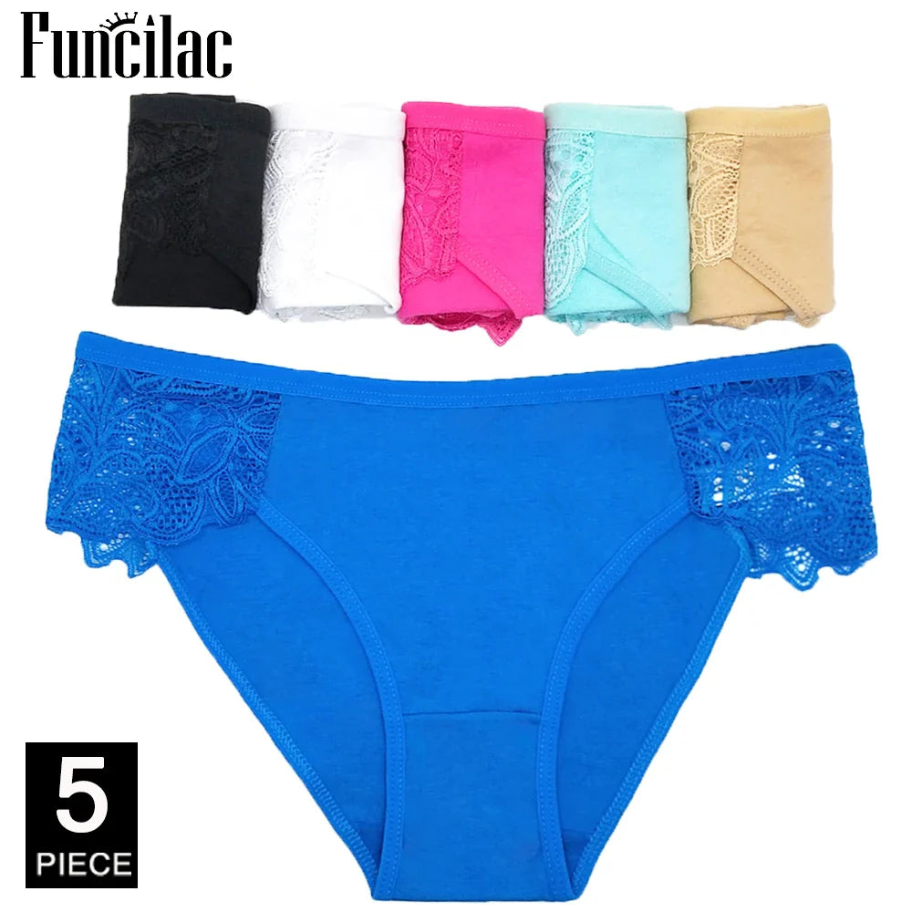 5-Pcs Women’s Cotton Panties Set – Sexy Bikini Briefs for Girls & Ladies, Free Shipping