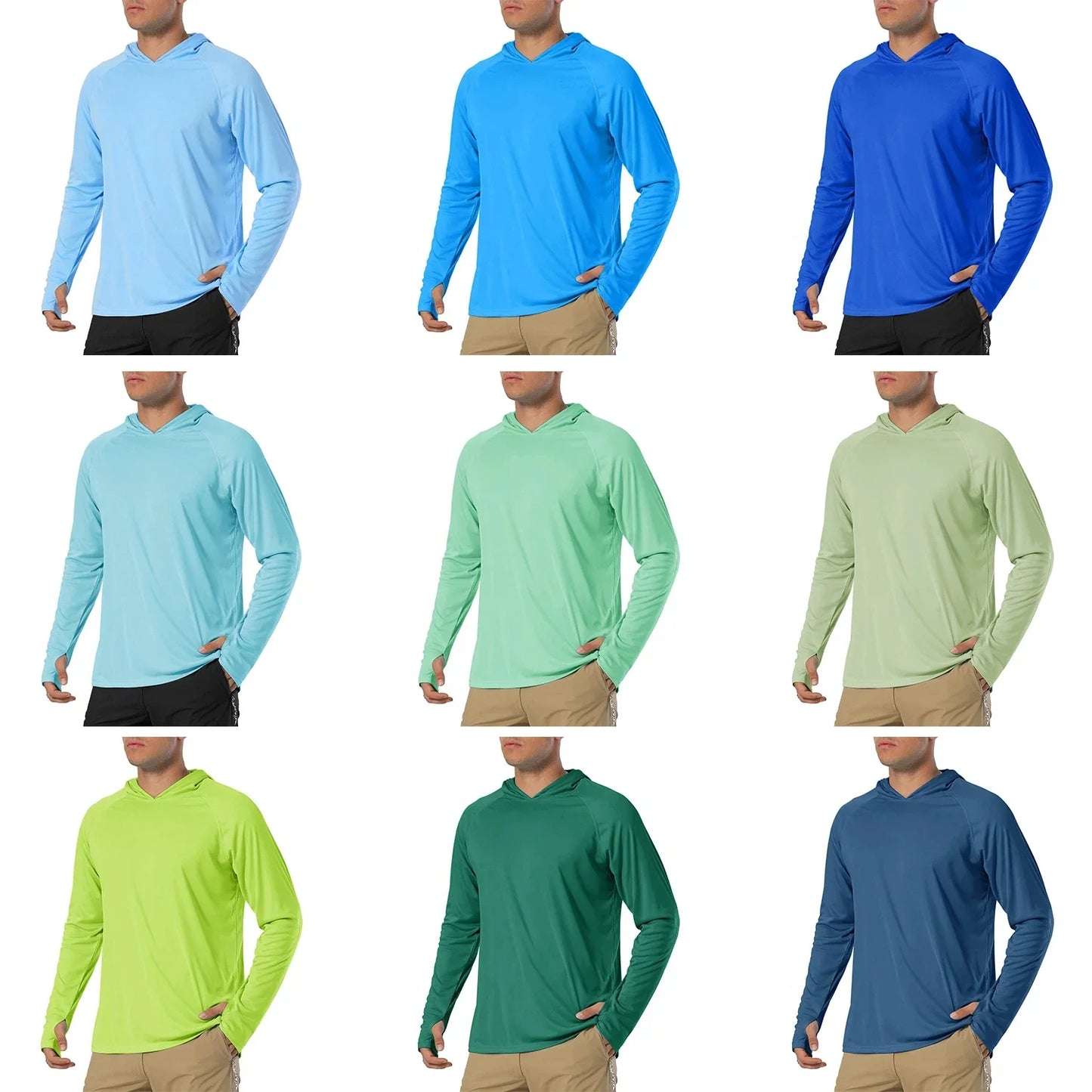 TACVASEN Men's Sun Protection Hoodie T-Shirt – UV-Proof, Lightweight, Breathable Long Sleeve Quick-Dry Top