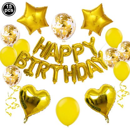 16-Inch Happy Birthday Foil Balloons Set – Pink & Blue Letter Balloons for Birthday Party Decoration