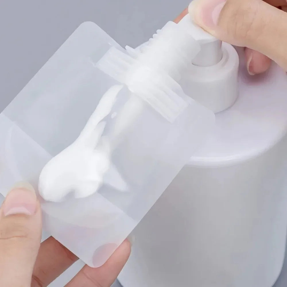5pcs Travel Refillable Squeeze Bags — Empty Lotion, Shampoo, Conditioner & Cosmetic Storage Pouches for Toiletries