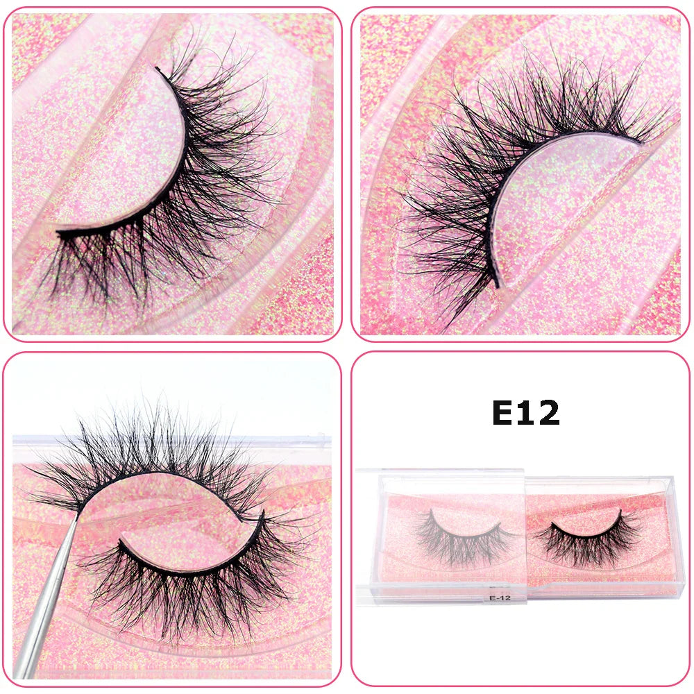 3D Real Mink False Eyelashes – Thick Handmade Strip Lashes with Glitter Packing for Makeup Beauty D101