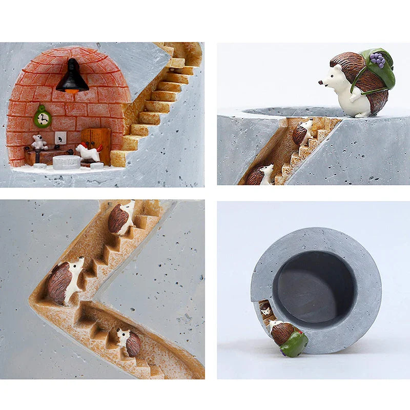 Creative Hedgehog Resin Planter - Decorative Flower Pot for Succulents and Air Plants - Ideal for Home, Garden, and Tabletop Decor