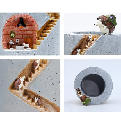 Creative Hedgehog Resin Planter - Decorative Flower Pot for Succulents and Air Plants - Ideal for Home, Garden, and Tabletop Decor