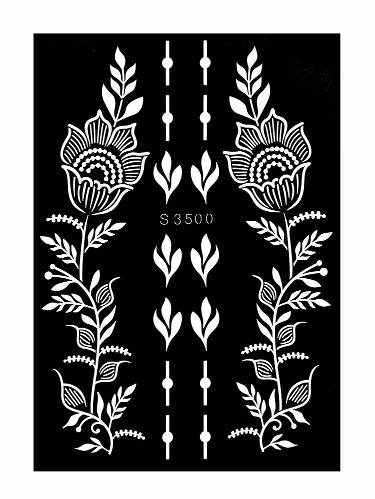 Reusable Henna Stencil Templates for Hand & Body – Floral Tattoo Stencils for Women, Weddings & Festivals Body Art Makeup Tools