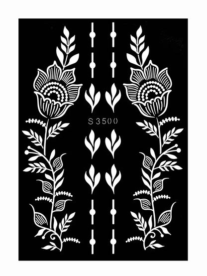 Reusable Henna Stencil Templates for Hand & Body – Floral Tattoo Stencils for Women, Weddings & Festivals Body Art Makeup Tools