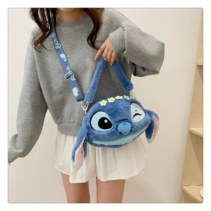 Disney Lilo & Stitch Plush Messenger Bag – Kawaii Anime Handbag for Girls, Stuffed Cartoon Plushie Soft Bag for Kids