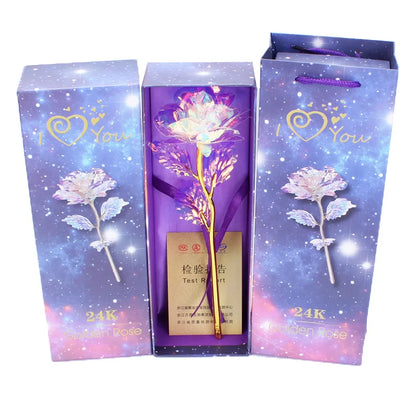 Light-Up Artificial Crystal Flower Gift - Plated Rose in a Box for Birthdays, Anniversaries, Mother's Day - Perfect for Wife or Girlfriend