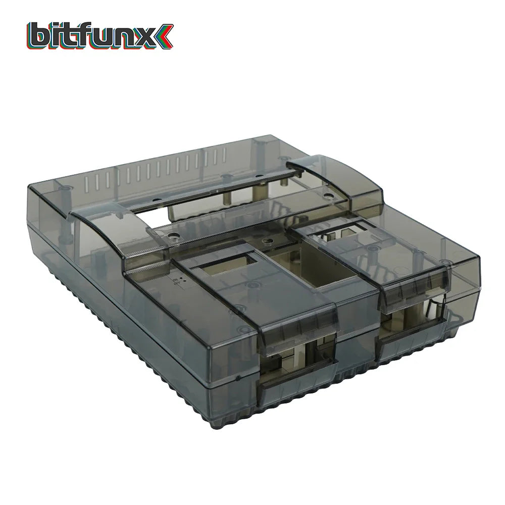 Bitfunx SNES Replacement Shell – Transparent Black Case for Nintendo SNES SFC US Version Retro Gaming Console