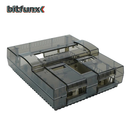 Bitfunx SNES Replacement Shell – Transparent Black Case for Nintendo SNES SFC US Version Retro Gaming Console