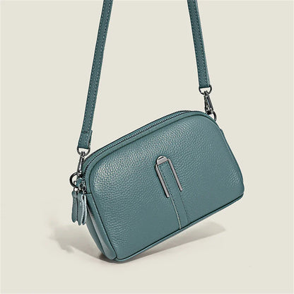 Luxury Genuine Leather Women's Crossbody Bag – Solid Color Shoulder Bag, Clutch & Messenger Purse