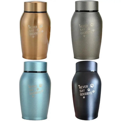 Multi-Colored Stainless Steel Pet Urn – Dog, Cat, Bird, Mouse Cremation Ashes Jar, Sealed Memorial Souvenir