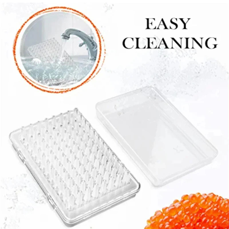 Caviar Maker Box – 96-Hole Spherification Dropper Molecular Gastronomy Kit with Spoon, Syringe, and Roe Sauce Dispenser