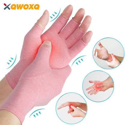 Arthritis Compression Gloves - Relief for Rheumatoid, RSI, Carpal Tunnel, Fingerless Gloves for Typing & Daily Work