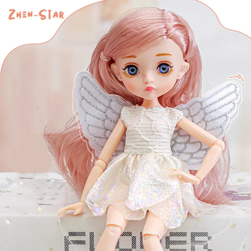 Slim 26cm BJD Doll for Girls – 13 Movable Joints with Princess Outfit, Blue Eyes & Eyelash Accessories