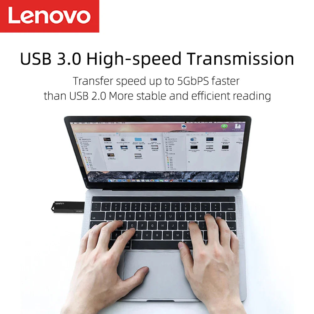 Lenovo D204 2 in 1 Memory Card Reader - Dual Interface USB 3.0 SD Card Adapter, Multi-Device Compatible
