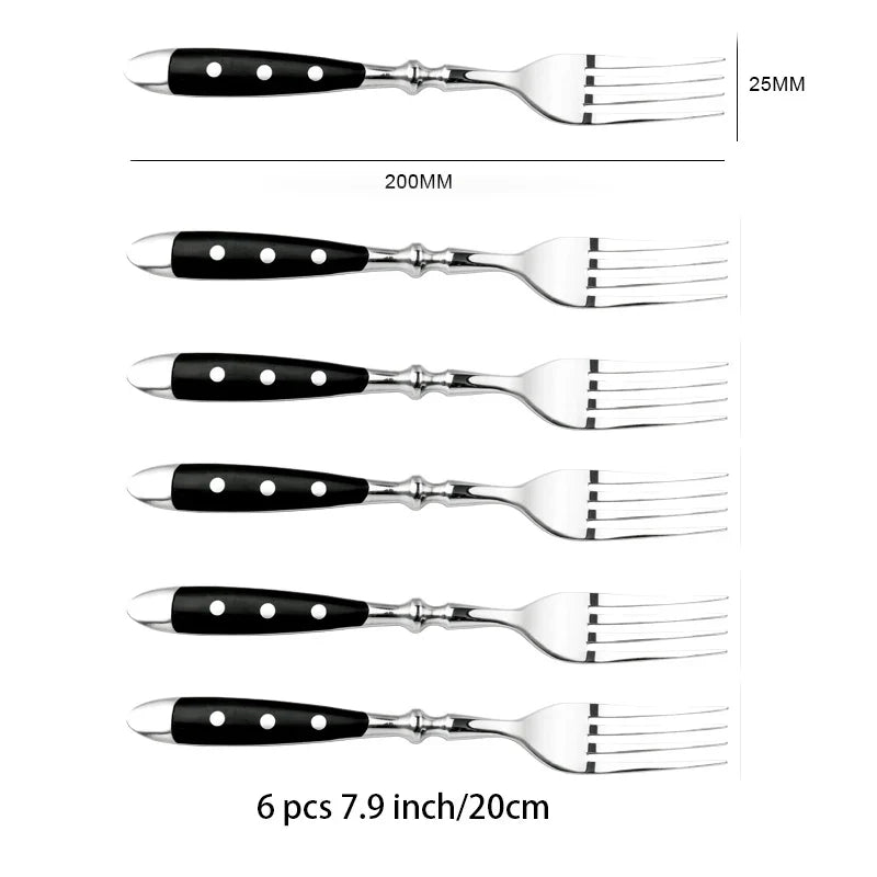 Classic Elegant Stainless Steel Cutlery Set – Fork, Spoon, Knife & Teaspoon Full Dining Steak Dinnerware Collection