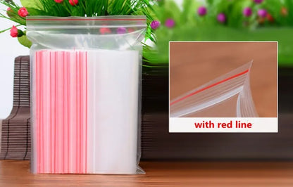 100pcs 50 Micron Clear PE Zip Lock Bags – Reclosable Plastic Pouches for Candy, Cookies & Dried Fruits