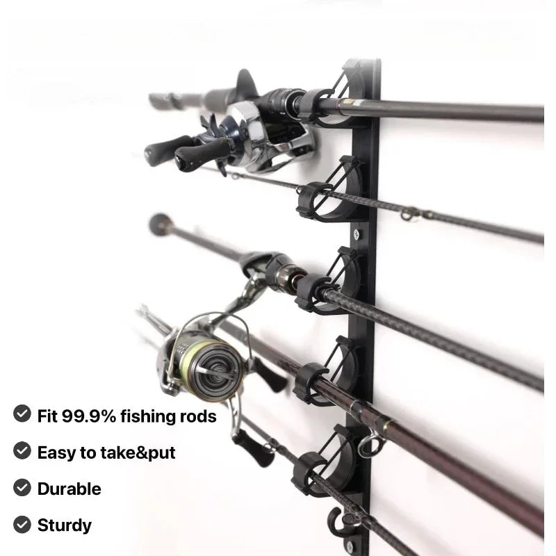 Wall Ceiling Fishing Rod Holder - 6 Rod Horizontal Storage Rack for Garage Organization & Tackle Gear