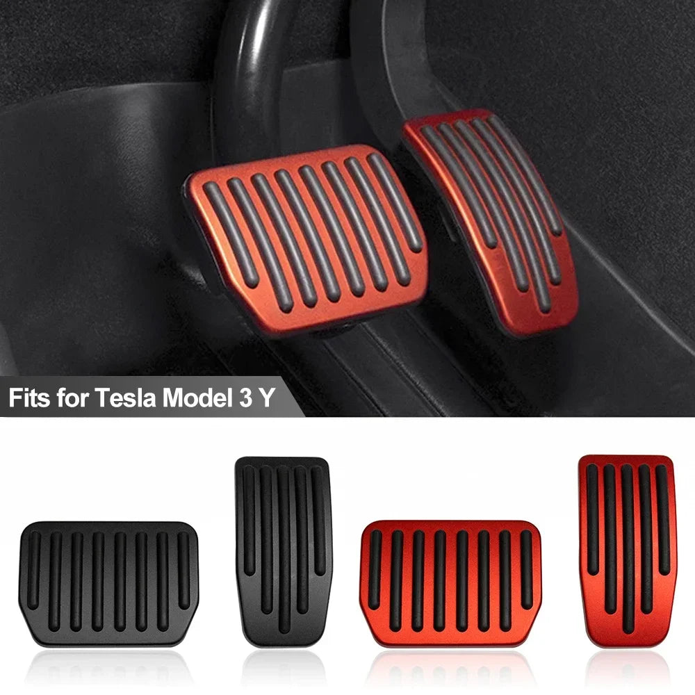 Tesla Model Y/3 Highland Foot Pedal Pads – Non-Slip Aluminum Accelerator, Brake & Rest Performance Covers