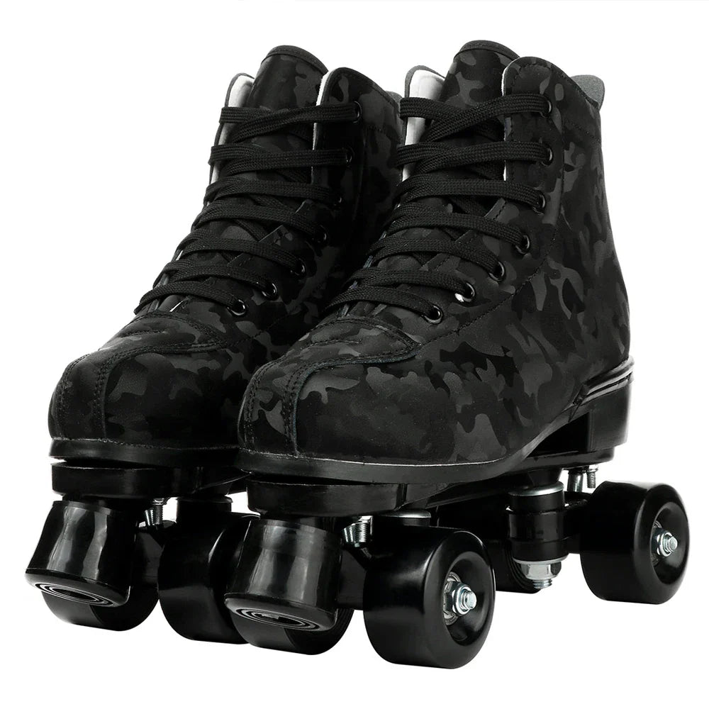 PU Leather Roller Skates – Inline & Quad Skating Shoes, Flashing 4-Wheel Sneakers, Europe Size, Training & Fun