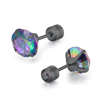 Medical Stainless Steel Zircon Ear Stud Earrings – Hypoallergenic Crystal Cartilage & Tragus Piercing Jewelry with Screw Back