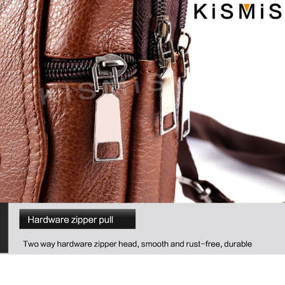 Men’s Leather Vintage Waist Bag – Phone Holster Pouch for Travel, Hiking & Outdoor Use