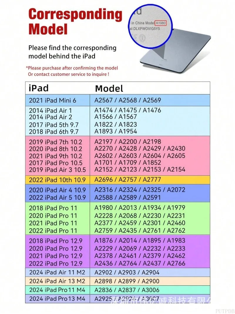 Magnetic Removable Case for iPad Air & Pro (11", 12.9", 9.7", 10.2") – Compatible with iPad 6th-10th Gen