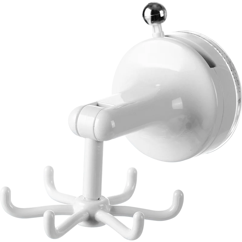 Drill-Free 6-Claw Rotating Suction Cup Kitchen Hook — Rotatable Plastic Wall-Mount Spatula & Cookware Holder