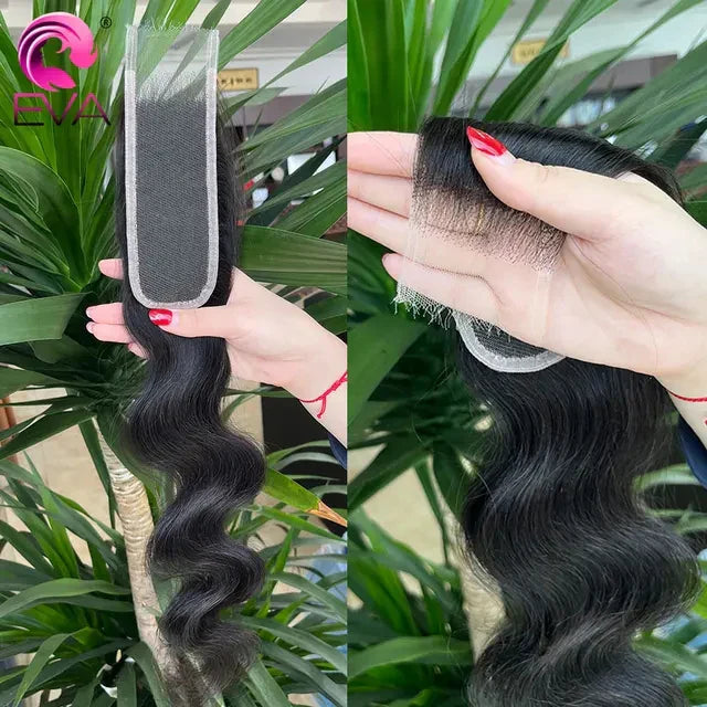 100% Real HD Lace Closure 2x6 – Pre-Plucked Human Hair, Deep Parting Straight & Body Wave