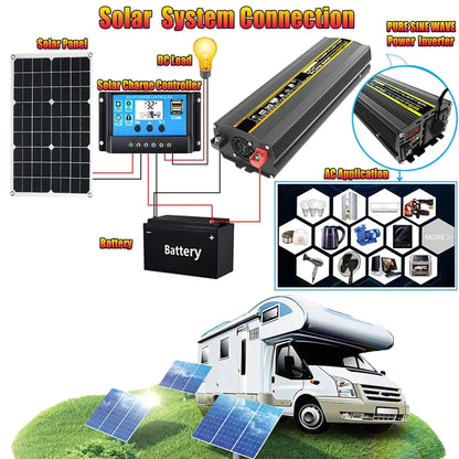 3000W-8000W Pure Sine Wave Power Inverter — DC 12V to AC 220V with Digital Display