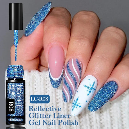 LILYCUTE 5ml Silver Metallic Liner Gel Polish – Super Bright UV Nail Art Stripe & Drawing Paint Varnish, Mirror Effect Graffiti Gel