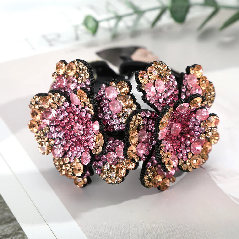 AWAYTR Colorful Crystal Flower Hair Claw – Large Flower Crab Clamp Barrettes, Shark Clip Hair Accessories for Women