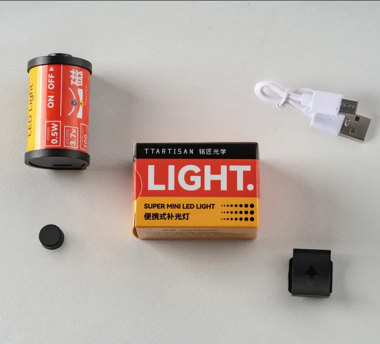 TTARTISAN Mini LED Fill Light - Magnetic Mount Retro Film Style Video Light, 0.5W, 3000/4500/6000K, CRI 95+, 300mAh Cold Shoe