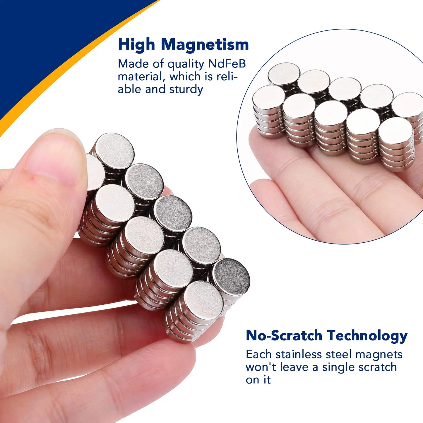 Super Strong Neodymium Disc Magnets - Powerful Rare Earth Magnets for Fridge, DIY, Building, Science, Crafts, and Office Use