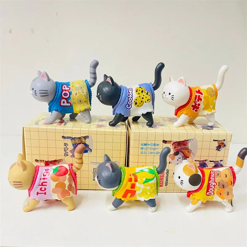 New Cat Blind Box Figure — Candy-Packaged Snack Cat Toy, Kittens Doll Blind Bag, Kids Christmas Gift & Decoration