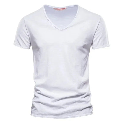 100% Cotton Men’s V-Neck T-Shirt – Lightweight Short Sleeve Fitness Tee, Breathable Fashion Top for Men (Sizes S–5XL)