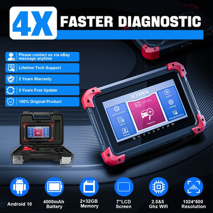 XTOOL D7 OBD2 Car Diagnostic Tool – Bi Directional Automotive Scanner with ECU Coding, 36+ Services & 3-Year Free Update
