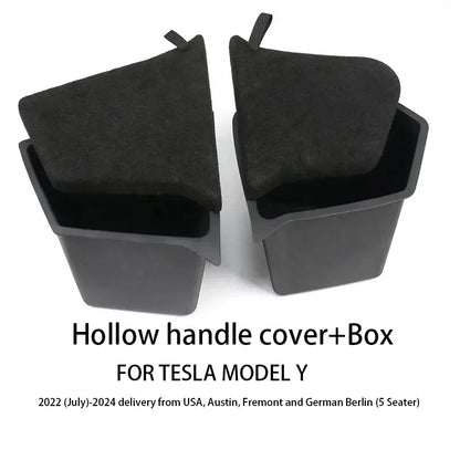 Tesla Model Y Berlin/Austin 2022-2025 Trunk Side Storage Bins – TPE Cargo Organizer with Carpet Lids