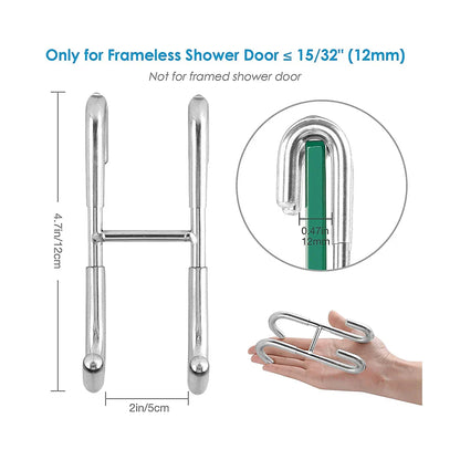 304 Stainless Steel Glass Door Shower Hook - Towel Rack Hooks for Kitchen and Bathroom - Drilling-Free Hanger (1/2 Pcs)