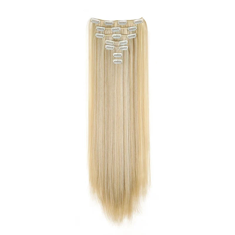 WIGSIN 24-Inch Straight Hair Extensions - 7-Piece Clip-In Synthetic Hair Set for Women