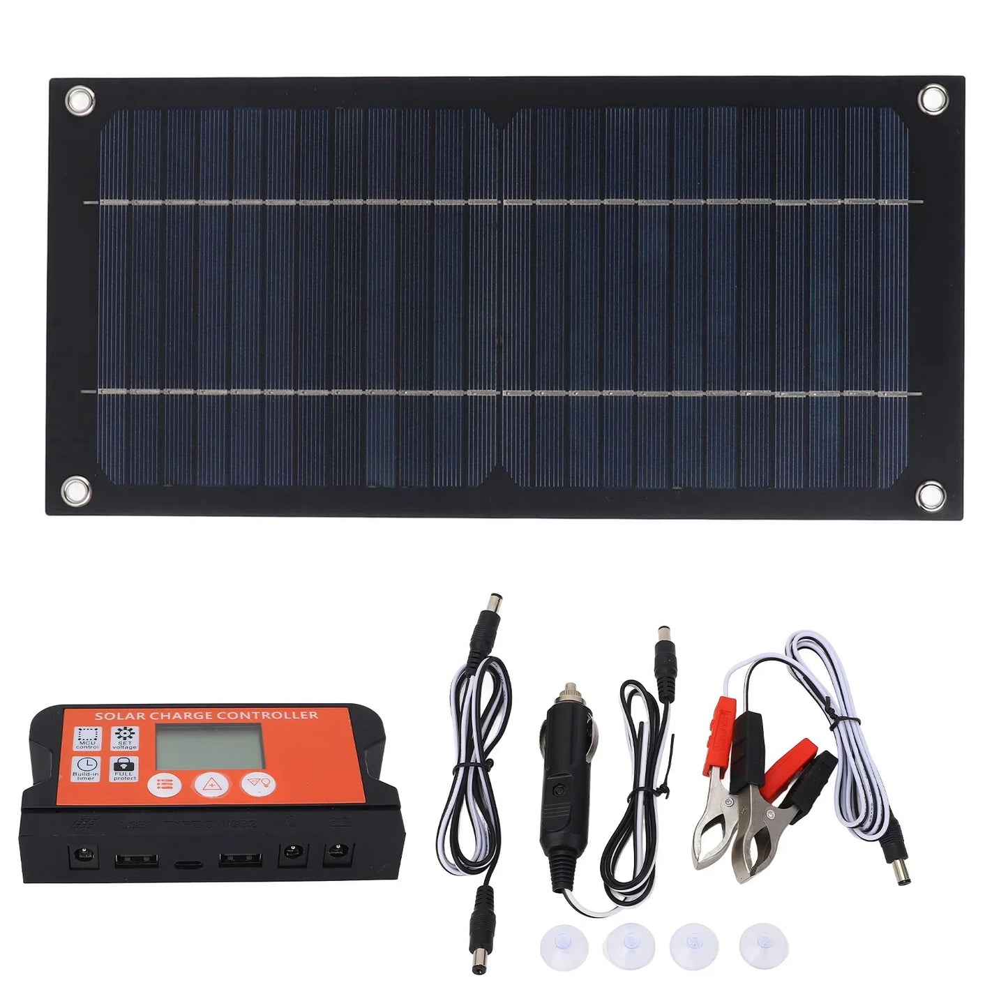 600W Portable Solar Panel Kit - Monocrystalline Solar Charger with 100A Charge Controller for Car & Ship Charging