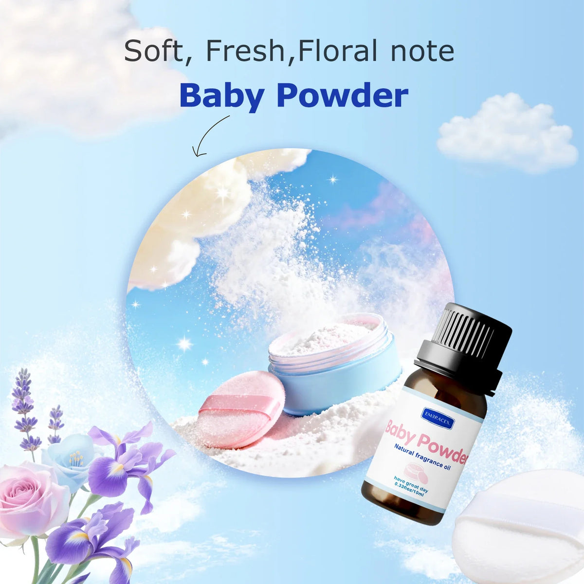 Baby Powder Fragrance Oil - 10ml Long-Lasting Warm & Sweet Scent Oil