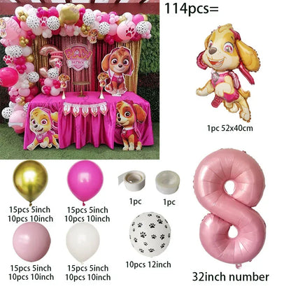 Pink Paw Patrol Party Supplies for Girls – Skye Balloons, Cups, Plates & Tablecloth for Birthday & Baby Shower
