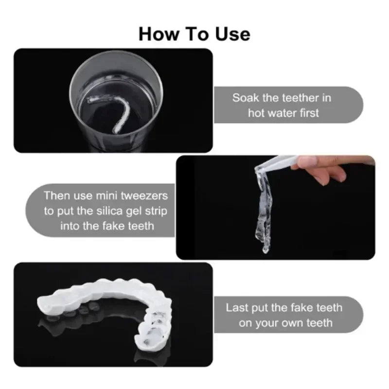 Perfect Fit Teeth Whitening Fake Tooth Cover – Snap-On Silicone Smile Veneers for Upper Teeth, Reusable Cosmetic Tool