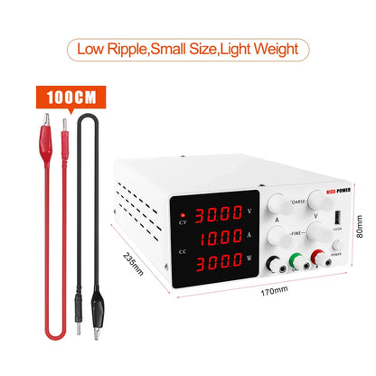 DC Programmable Power Supply — 30V 10A / 60V 5A / 120V Adjustable Laboratory Bench Source with 4-Set Memory Storage Functions